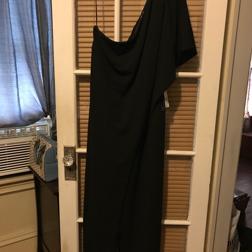 Adrianna papell One shoulder jumpsuit/black